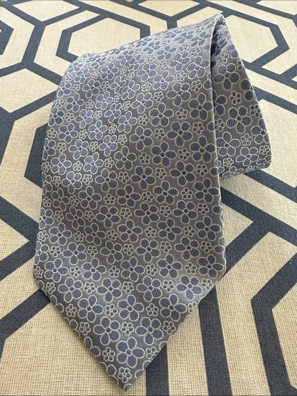 Men's City of London Blue Silk Tie - Floral Print